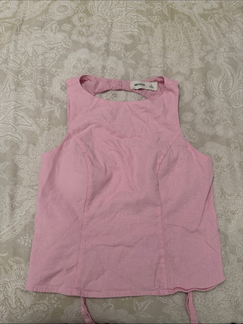 Hollister Light Pink Sleeveless open back Tie-Hem Camisole